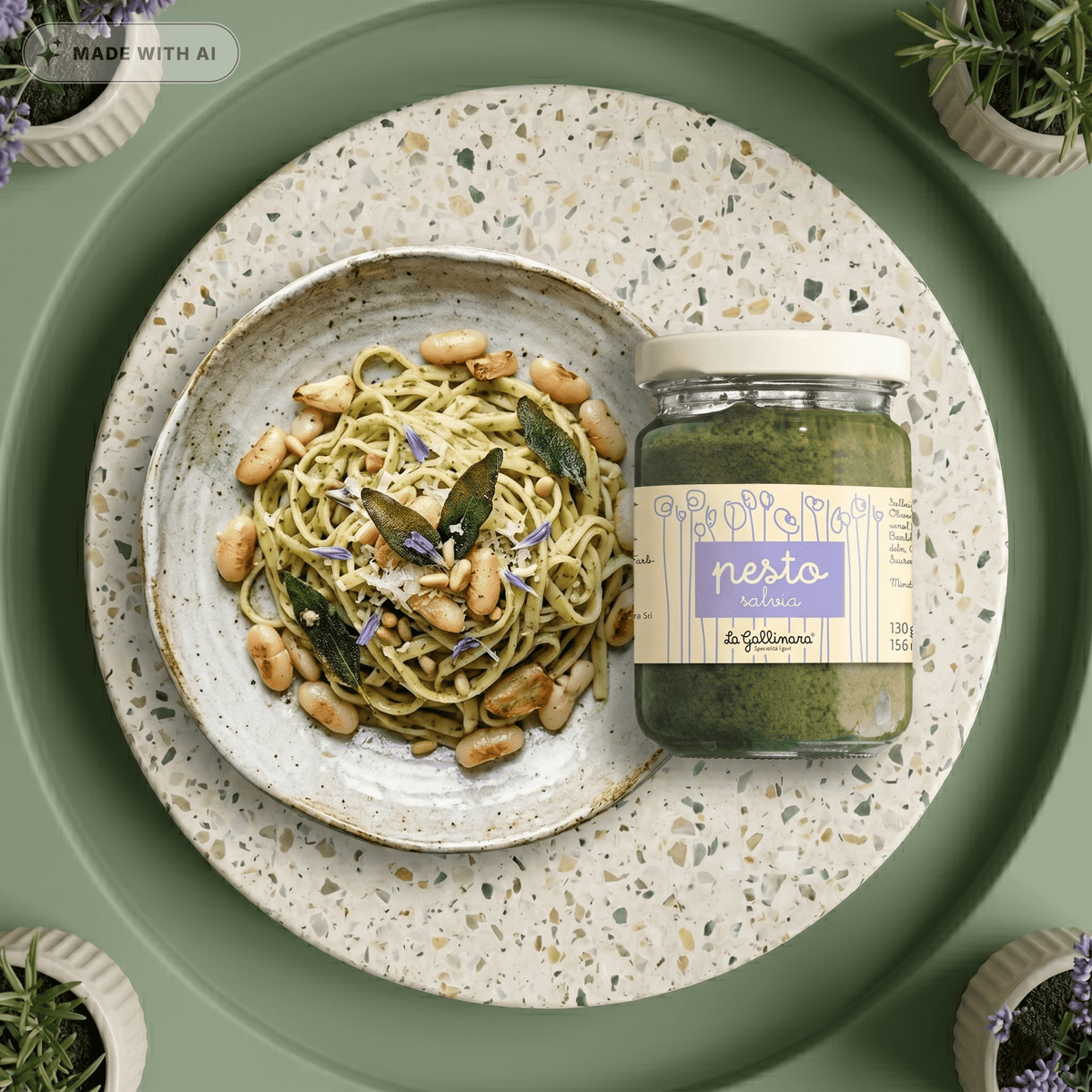 Salbeipesto - Pesto di salvia - Aromatisches Pesto mit Salbei - Delikatess Express