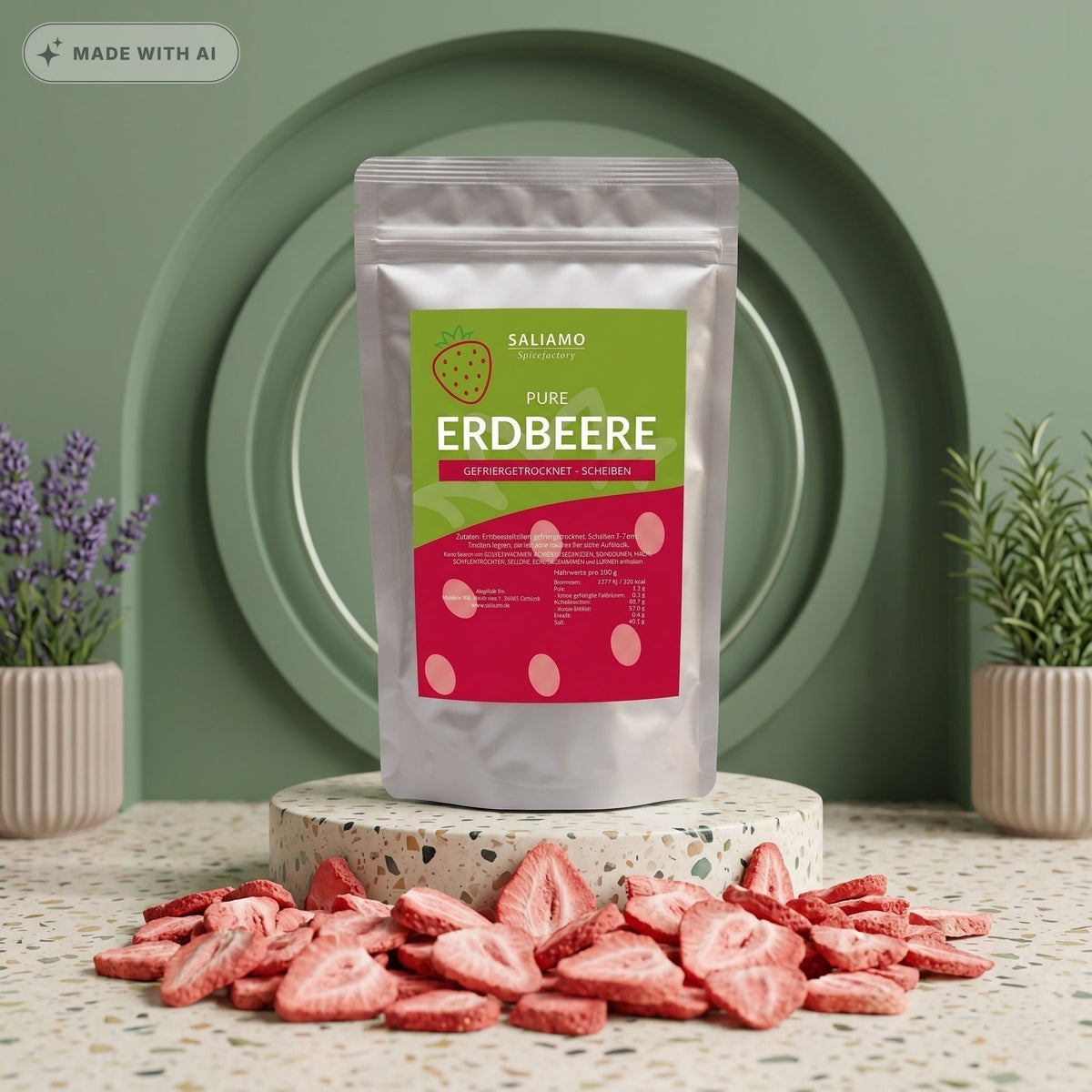 Saliamo Gefriergetrocknete Erdbeeren in Scheiben (300g) – Pure Erdbeerchips - Delikatess Express