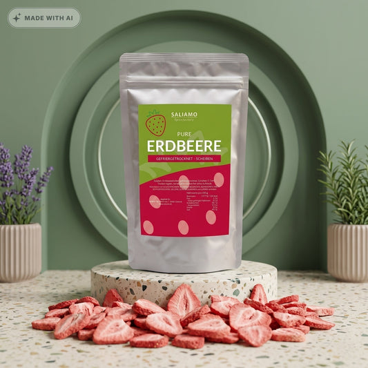 Saliamo Gefriergetrocknete Erdbeeren in Scheiben (300g) – Pure Erdbeerchips - Delikatess Express