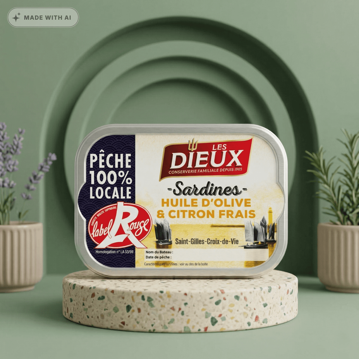Sardinen in Olivenöl Extra mit Zitrone Label Rouge - LE TRÉSOR DES DIEUX - Delikatess Express