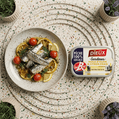 Sardinen in Olivenöl Extra mit Zitrone Label Rouge - LE TRÉSOR DES DIEUX - Delikatess Express