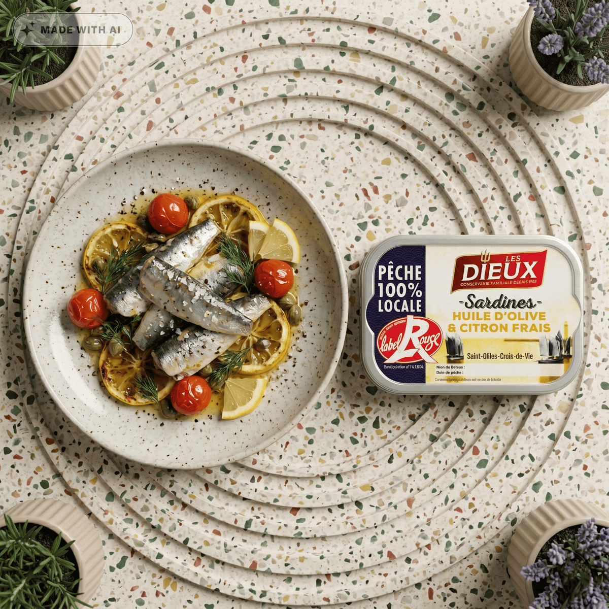Sardinen in Olivenöl Extra mit Zitrone Label Rouge - LE TRÉSOR DES DIEUX - Delikatess Express
