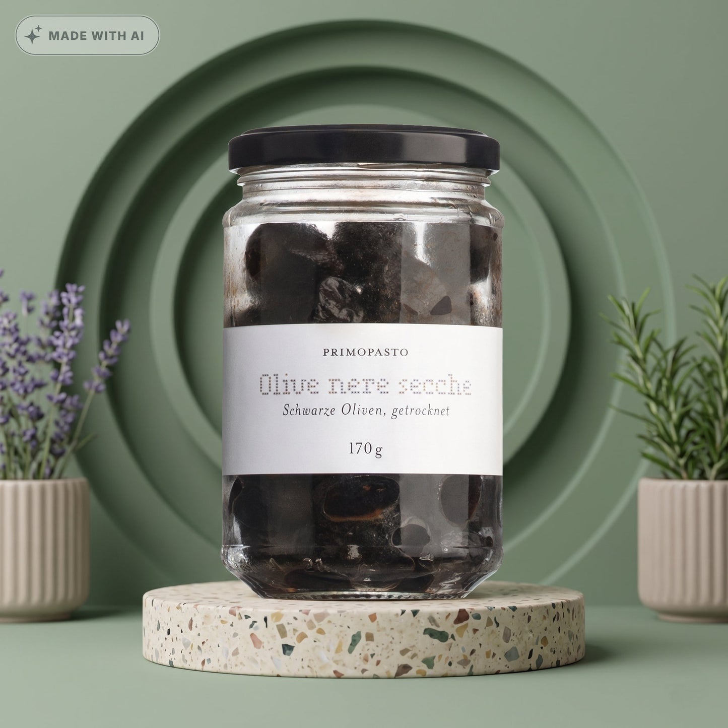 Schwarze Oliven mit Stein, getrocknet (Olive nere secche) - Delikatess Express