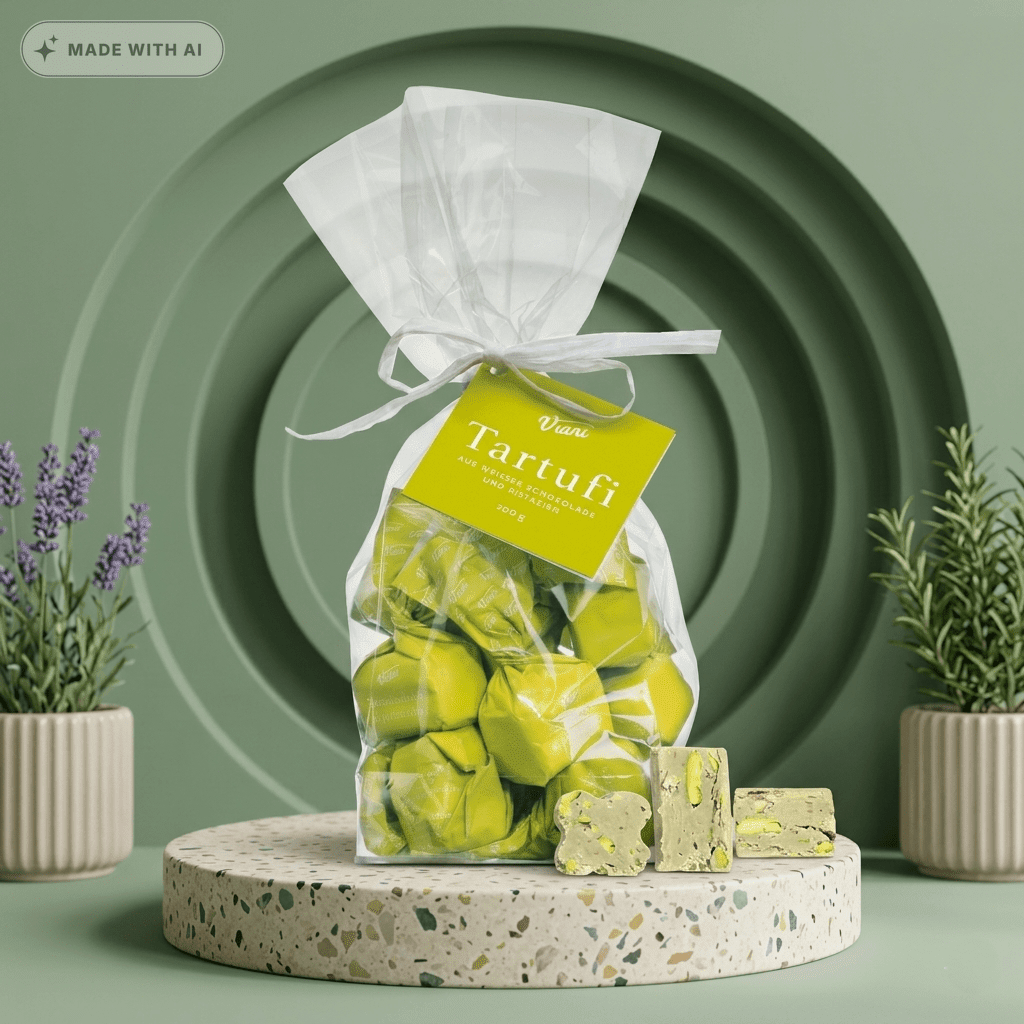 Tartufi dolci al pistacchio - Weiße Schokoladentrüffel mit Pistazien - Delikatess Express