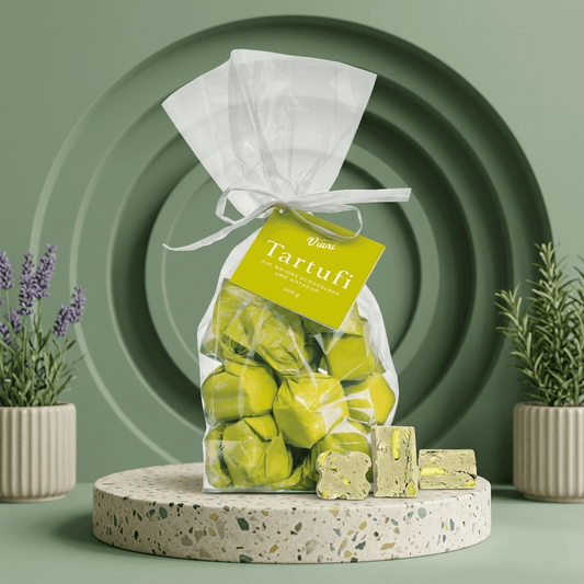 Tartufi dolci al pistacchio - Weiße Schokoladentrüffel mit Pistazien - Delikatess Express