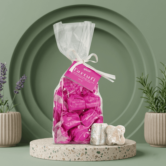 Tartufi dolci bianchi - Weiße Schokoladentrüffel mit Piemont Haselnüssen - Delikatess Express