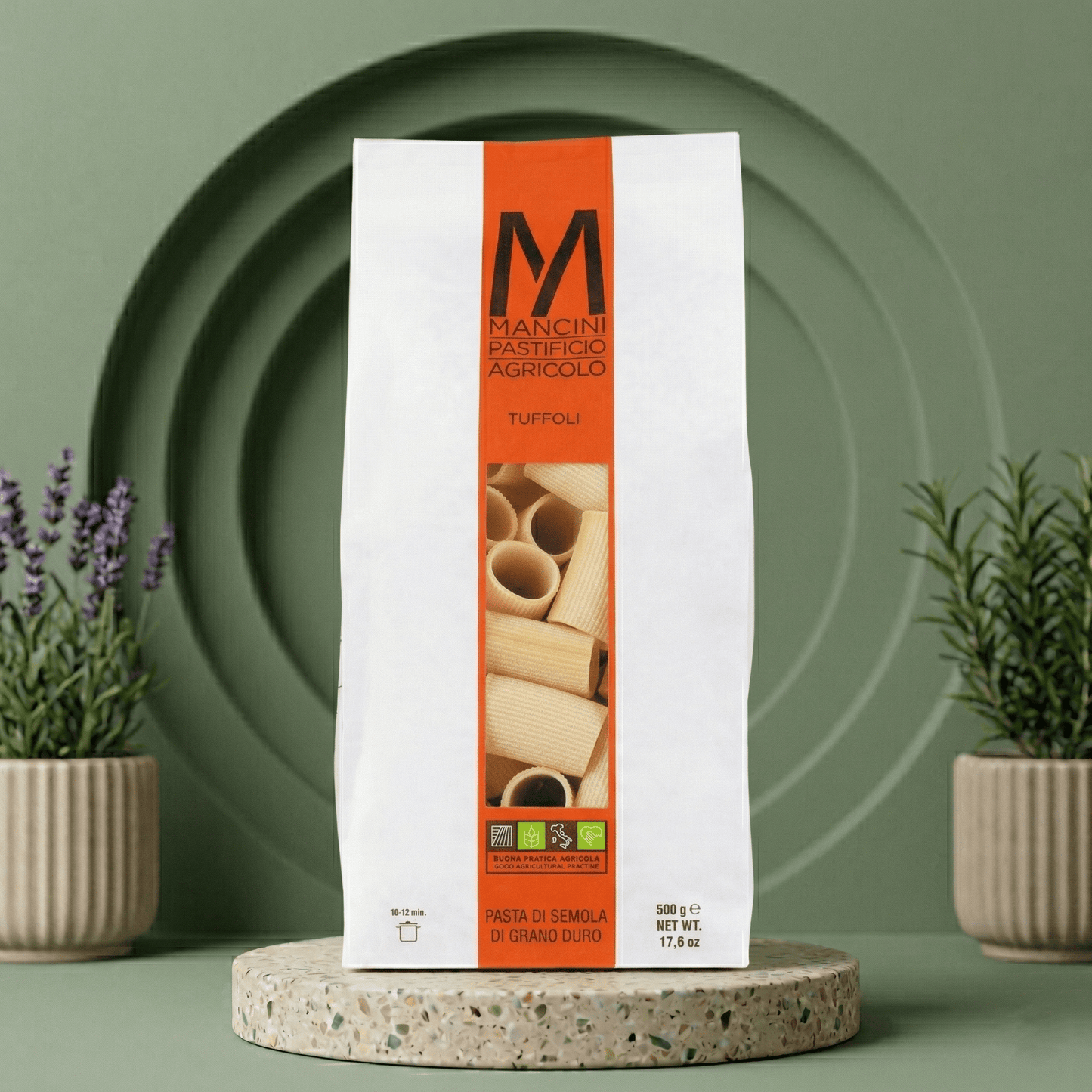Tuffoli - große, dicke Röhrennudeln, Hartweizenpasta von Pasta Mancini - Delikatess Express