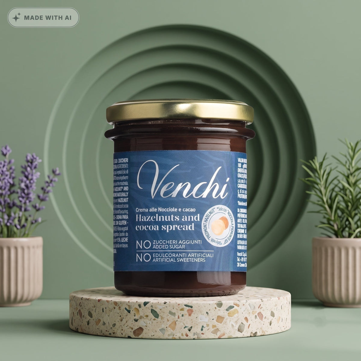 VENCHI Crema Nocciola ohne Zuckerzusatz 200g – Premium Haselnuss-Schoko-Streichcreme - Delikatess Express