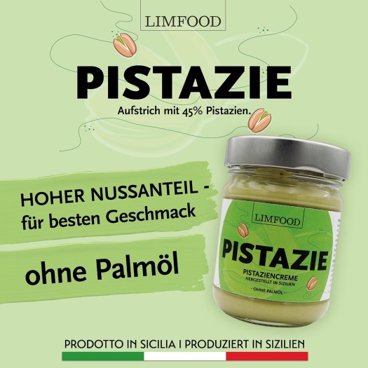 Limfood | Pistaziencreme süß, 45% Pistazienanteil - hergestellt in Bronte (Italien)